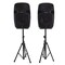 Black 12in Active 2-Way PA Speaker System with Stands Mic Remote